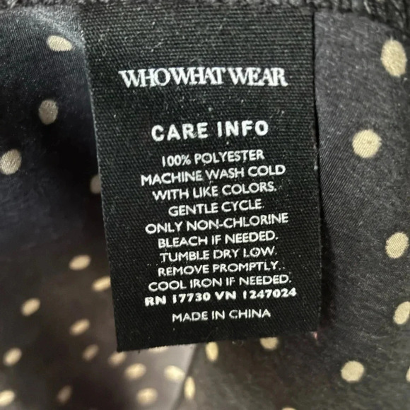 WhoWhatWear | gold & black polka dot | tie waist | button down | midi | dress M - Picture 8 of 10